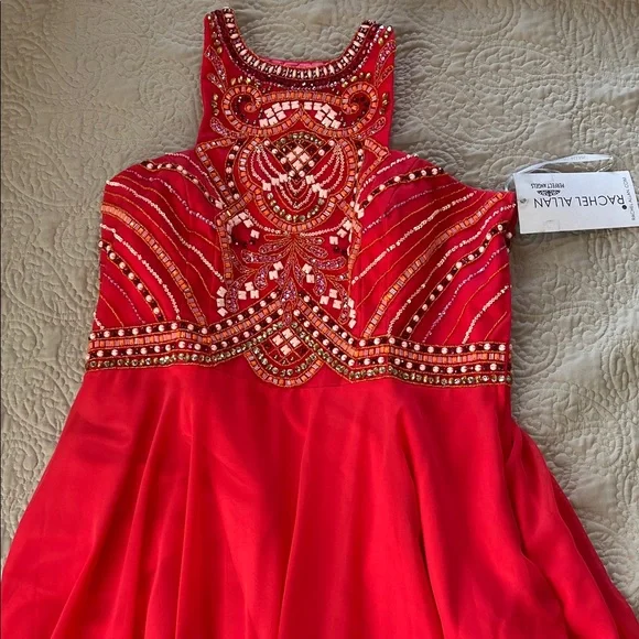 🆕 Rachel Allan Perfect Angels Beaded Halter A-Line Gown Prom Dress size 22 - Picture 4 of 14